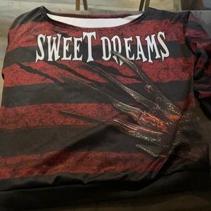 Off the shoulder Freddy Kreuger shirt & hat